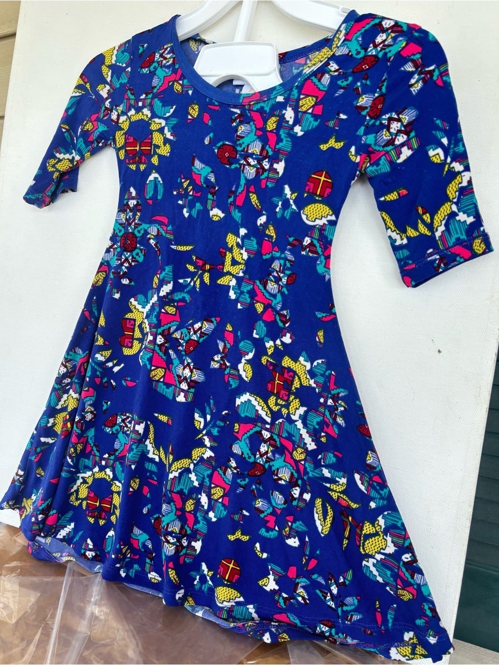 LuLaRoe Bright Blue Multicolor Floral Twirl Dress - Picture 7 of 9